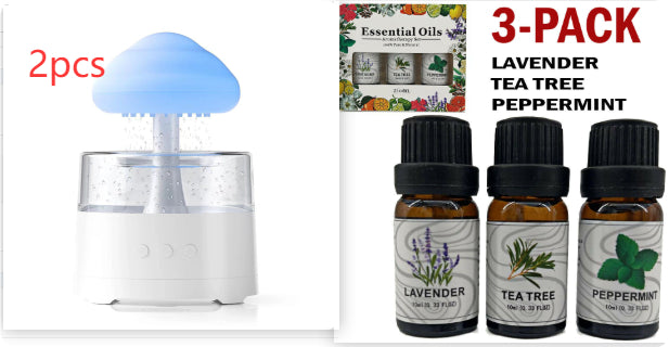 Mushroom Cloud Colorful Light Desktop Aroma Diffuser with 3pcs Essential Oil