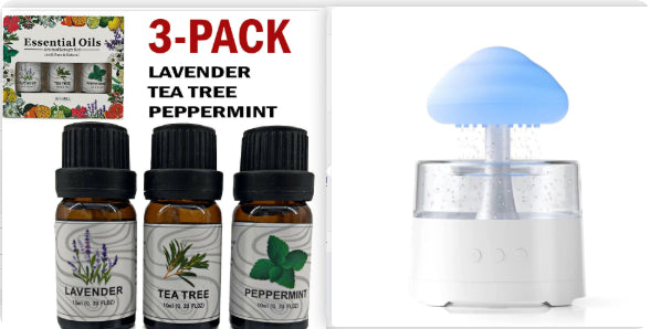 Mushroom Cloud Colorful Light Desktop Aroma Diffuser with 3pcs Essential Oil